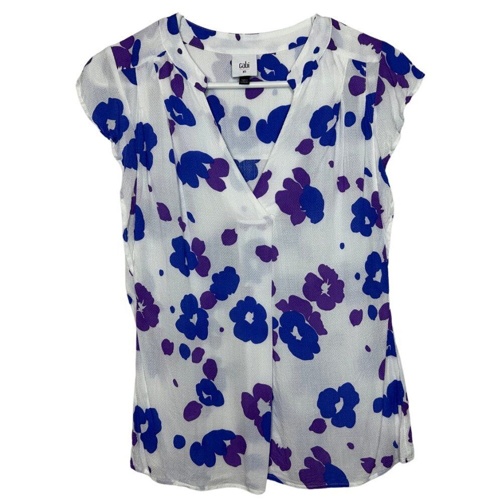 Cabi Violet Top | Women's Size XS Flutter Sleeve Blouse | Floral Office Shirt